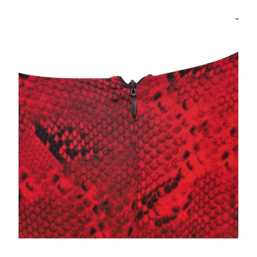 Calvin Klein Womens Dress Size 4 Wrap V neck Midi Red and Black Snake Print - Picture 10 of 10